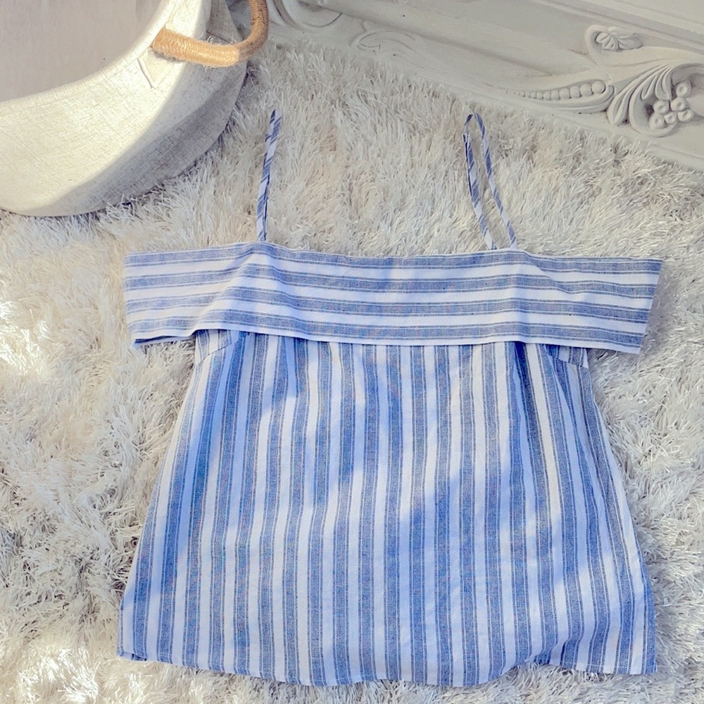 SUGARLIPS White and Blue Striped Tank